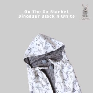 Carrol Baby On The Go Blanket Dino Black n White - Selimut On The Go Bayi