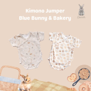 Carrol n Barrol Kimono Jumper Blue Bunny n Bakery Collections - Jumper Bayi Katun Lucu - Jumper Motif Lucu