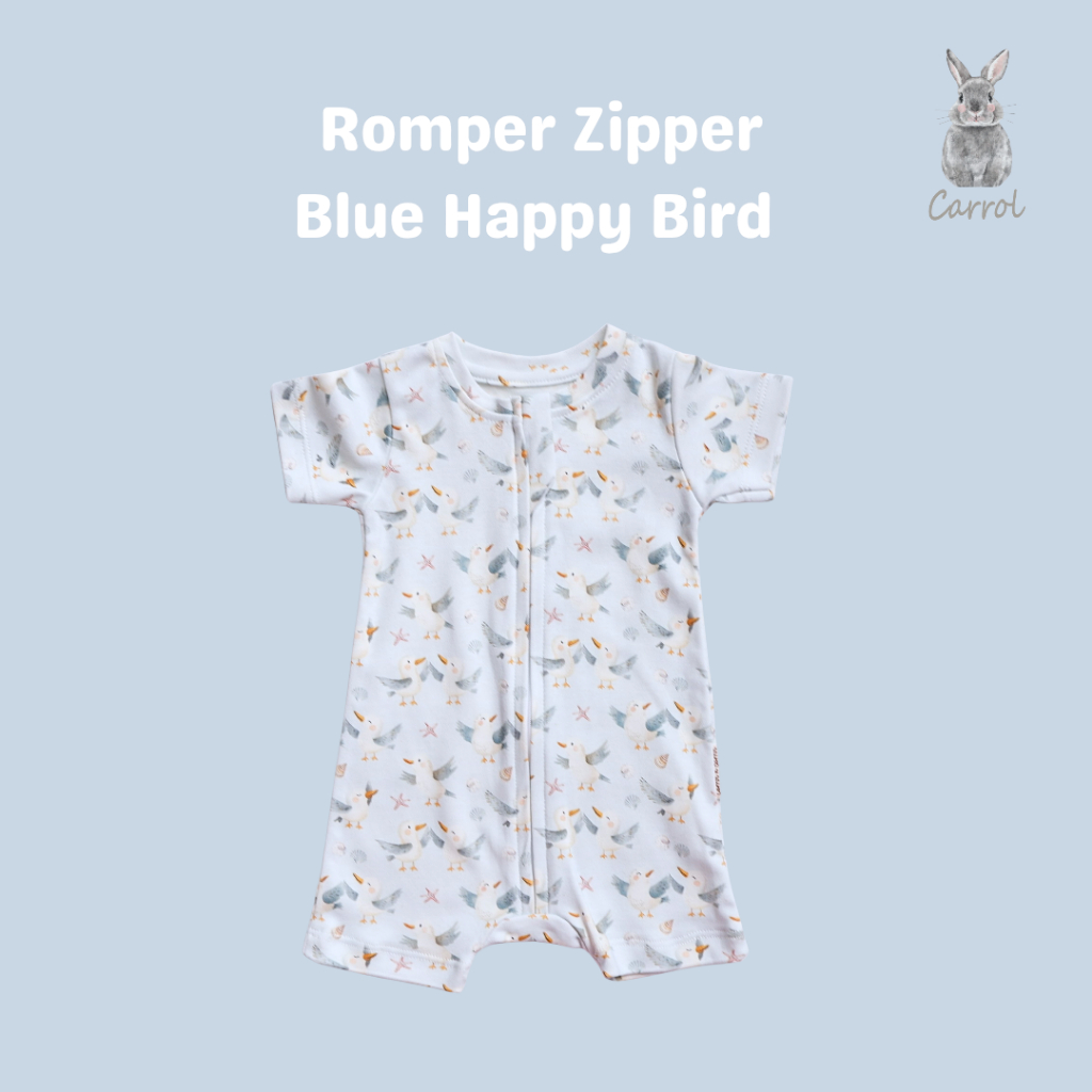 Carrol n Barrol Romper Zipper Blue Bunny n Bakery Collections - Romper Bayi Katun Lucu - Romper Motif Lucu - Gambar 3