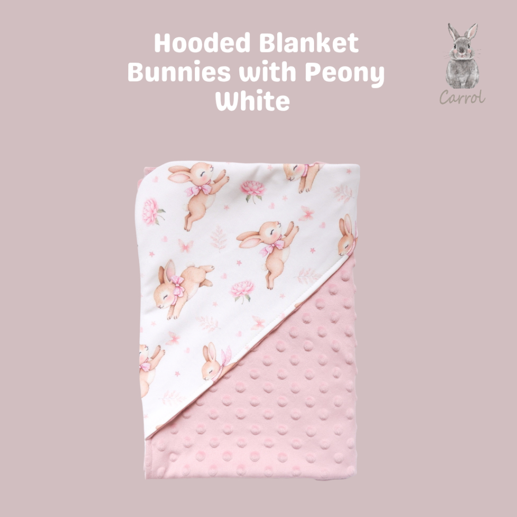 Carrol Baby Blanket Baby Bunnies With Peony - Selimut Bayi - Selimut Minky - Gambar 7