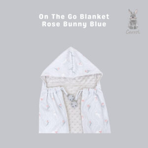 Carrol Baby On The Go Blanket Rose Bunny Blue - Selimut On The Go Bayi