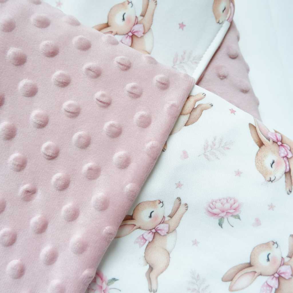 Carrol Baby Blanket Baby Bunnies With Peony - Selimut Bayi - Selimut Minky - Gambar 4