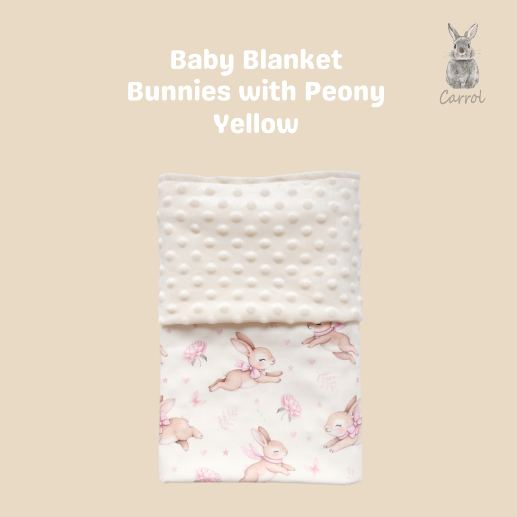 Carrol Baby Blanket Baby Bunnies With Peony - Selimut Bayi - Selimut Minky - Gambar 8