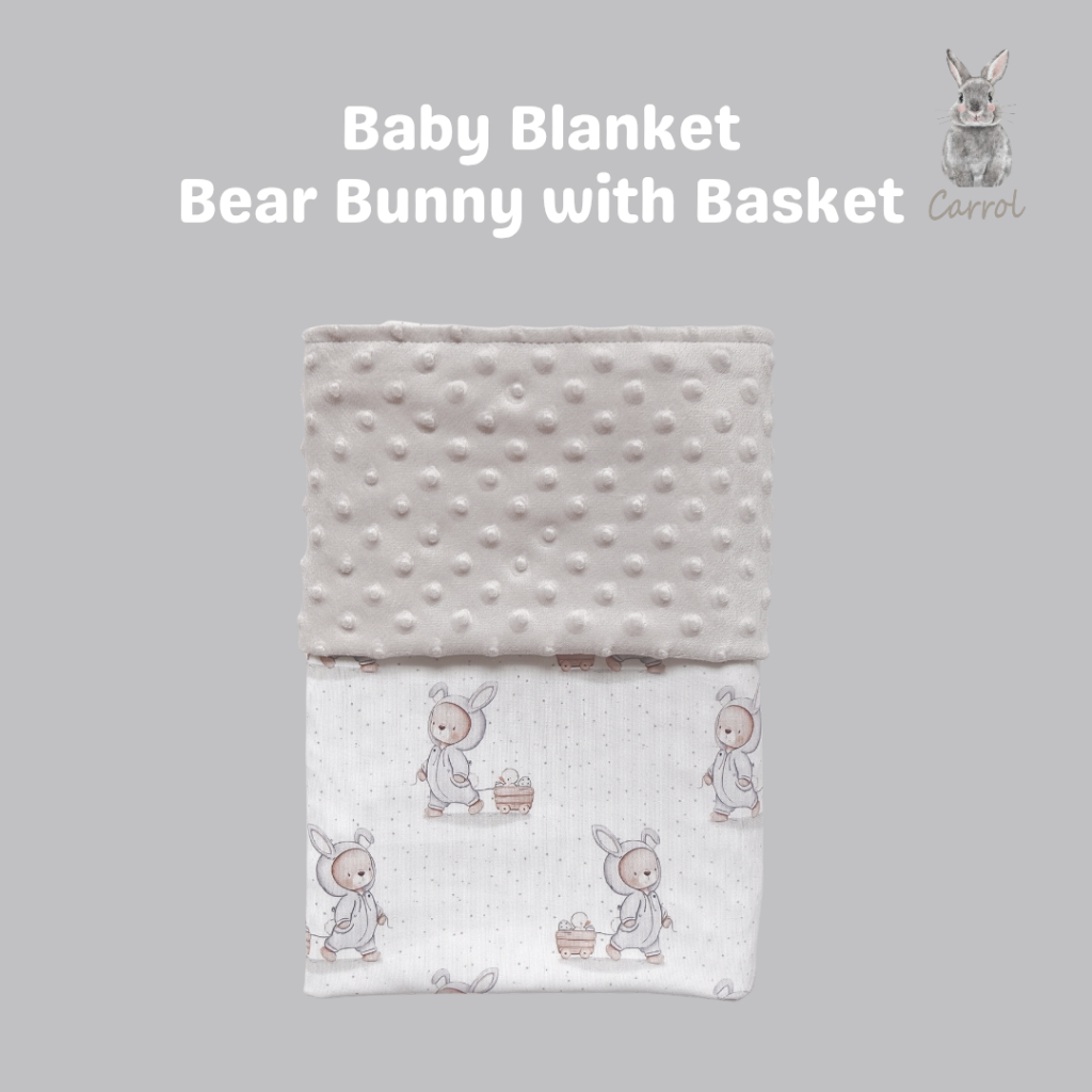 Carrol Baby Blanket Baby Bear Bunny With Basket - Selimut Bayi - Selimut Minky
