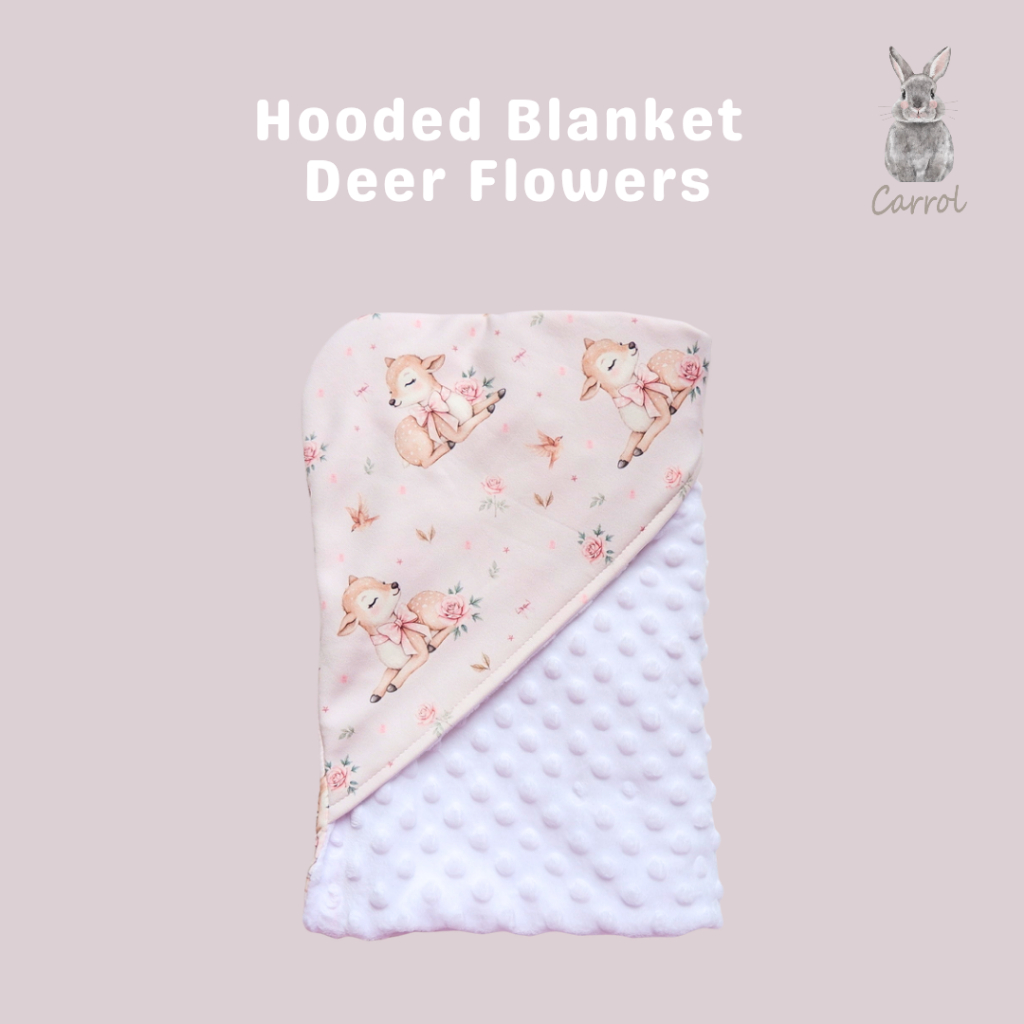 Carrol Baby Blanket Baby Deer Flowers - Selimut Bayi - Selimut Minky - Gambar 2