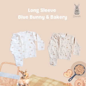Carrol n Barrol Long Sleeve Blue Bunny n Bakery Collections - Piyama bayi Tangan Panjang - Piyama Katun Anak Lucu
