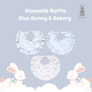 Carrol n Barrol Bloom Ruffle Bib Blue Bunny n Bakery Collections - Slabber Ruffle Bayi - Celemek Bayi Katun