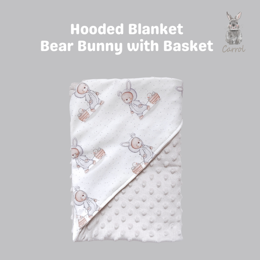 Carrol Baby Blanket Baby Bear Bunny With Basket - Selimut Bayi - Selimut Minky - Gambar 2