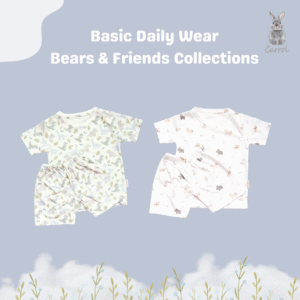 Carrol n Barrol Basic Daily Wear Set Bear n Friends Collections - Setelan Pendek Anak Katun - Baju Set Anak Katun