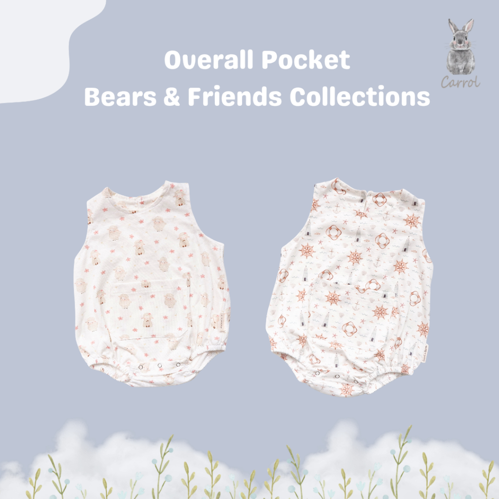 Carrol n Barrol Overall Pocket Jumper Daily Wear Bear n Friends Collections - Jumper Bayi Katun - Baju Jumper Bayi Katun