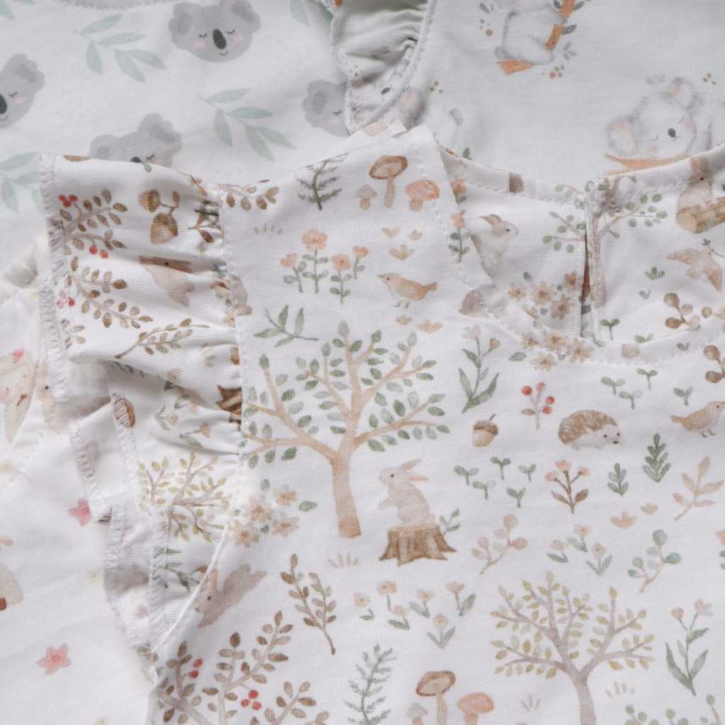 Carrol n Barrol Ruffle Set Daily Wear Bear n Friends Collections - Setelan Pendek Anak Ruffle Katun - Baju Set Anak Katun - Gambar 5