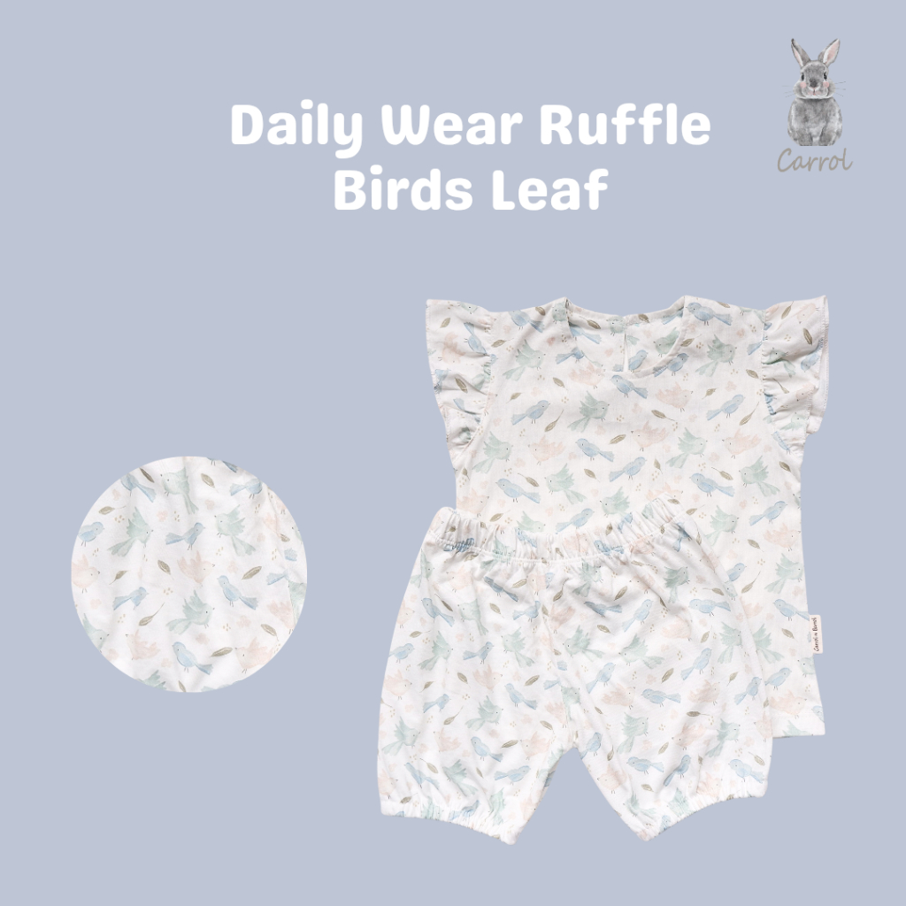 Carrol n Barrol Ruffle Set Daily Wear Bear n Friends Collections - Setelan Pendek Anak Ruffle Katun - Baju Set Anak Katun - Gambar 4