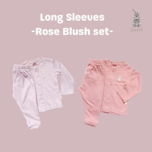Carrol n Barrol Long Sleeve Plain Sky Blue Rose Blush Colors Collections - Piyama Bayi - Setelan Panjang Katun