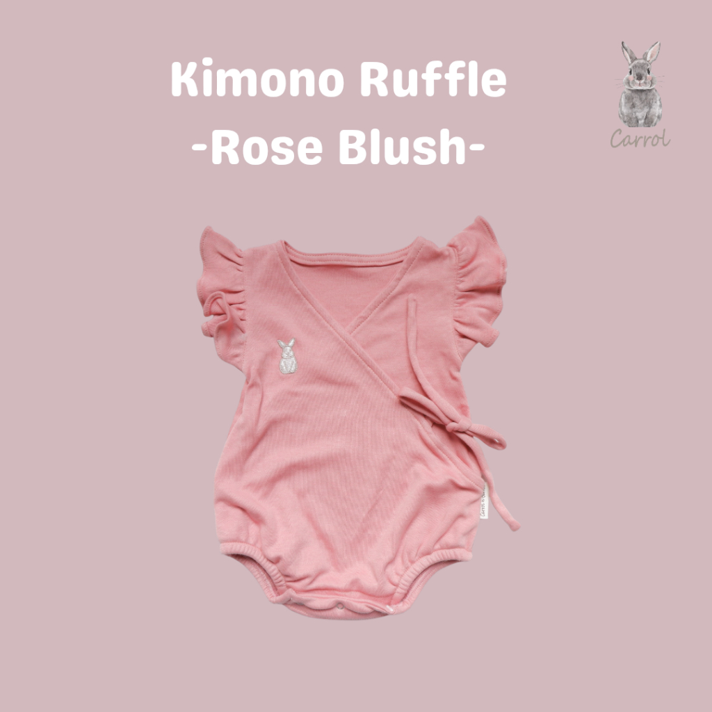 Carrol n Barrol Kimono Ruffle Jumper Cotton Rose Blush Collections - Jumper Ruffle Bayi Katun - Gambar 2