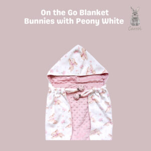 Carrol Baby On The Go Blanket Bunnies With Peony White - Selimut On The Go Bayi