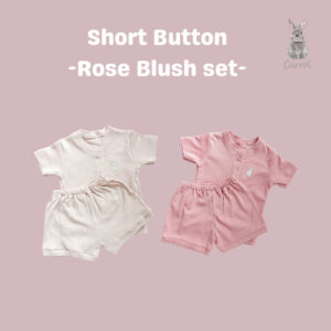 Carrol n Barrol Short Button Plain Sky Blue Rose Blush Colors - Setelan Pendek Bayi Katun