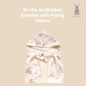 Carrol Baby On The Go Blanket Bunnies With Peony Yellow - Selimut On The Go Bayi