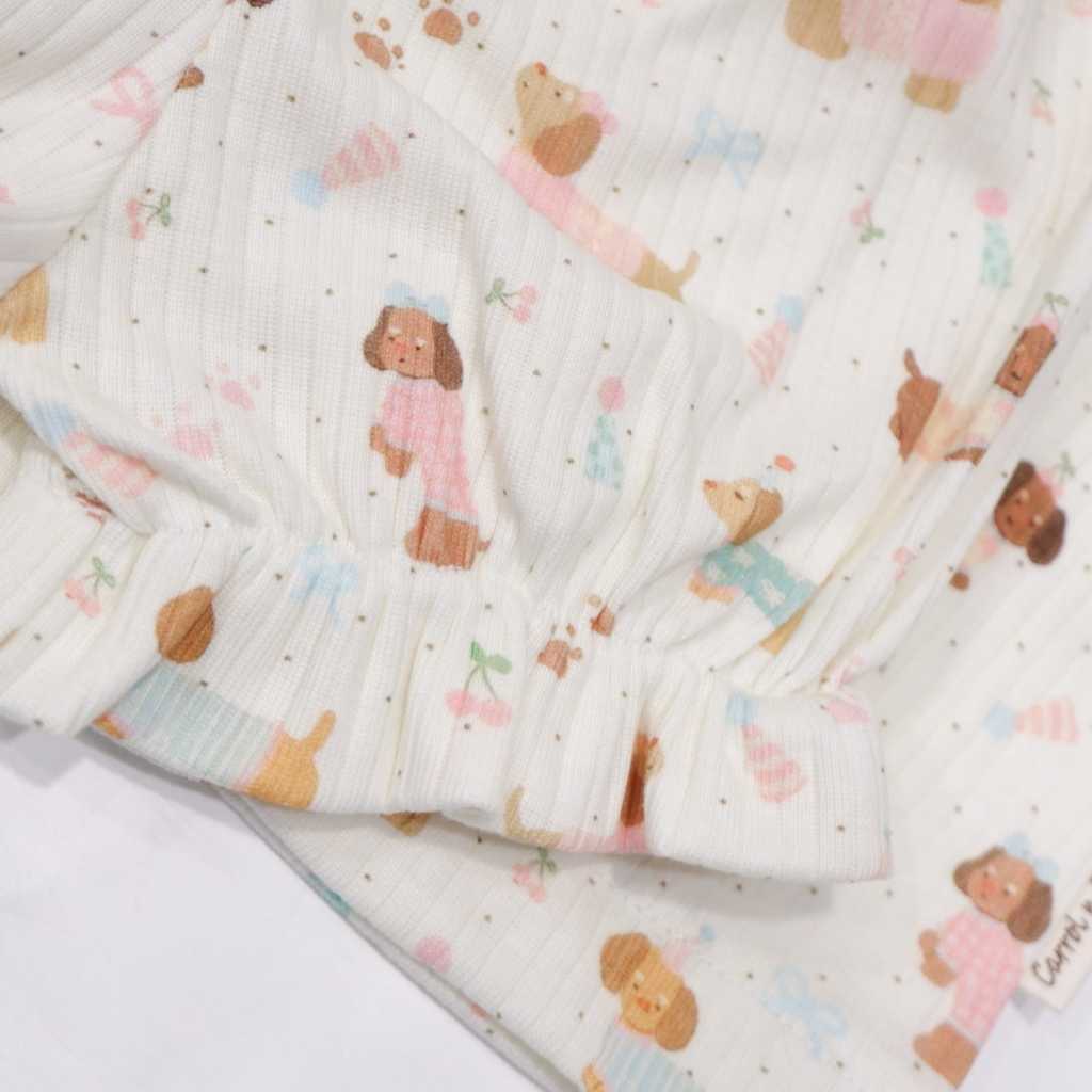 Carrol n Barrol Ruffle Basic Set Cute Animals Collections - Setelan Anak Ruffle Katun Ribbed - Setelan Motif Lucu - Gambar 7