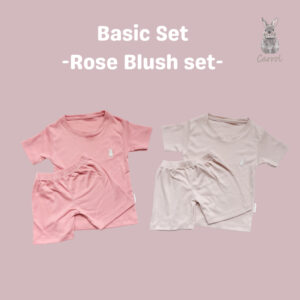 Carrol n Barrol Basic Set Sky Blue Rose Blush Colors - Setelan Anak Katun - Setelan Pendek Anak