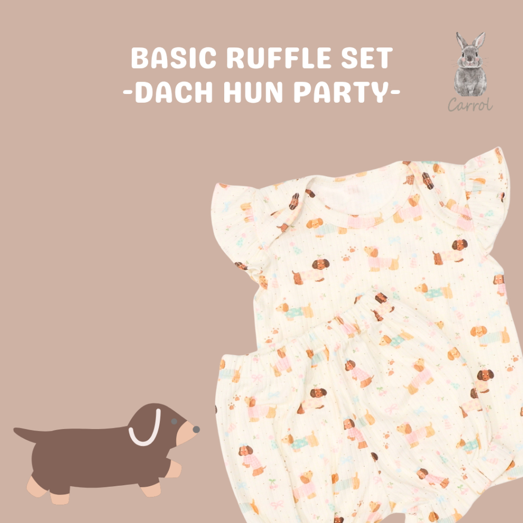 Carrol n Barrol Ruffle Basic Set Cute Animals Collections - Setelan Anak Ruffle Katun Ribbed - Setelan Motif Lucu - Gambar 4