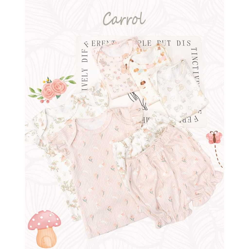 Carrol n Barrol Ruffle Basic Set Cute Animals Collections - Setelan Anak Ruffle Katun Ribbed - Setelan Motif Lucu - Gambar 2