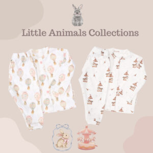 Carrol n Barrol Long Sleeve Set Little Animals Collections - Setelan Panjang Bayi Katun - Baju Set Anak Katun