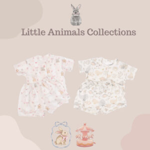 Carrol n Barrol Short Button Set Little Animals Collections - Setelan Pendek Bayi Katun - Baju Set Anak Katun