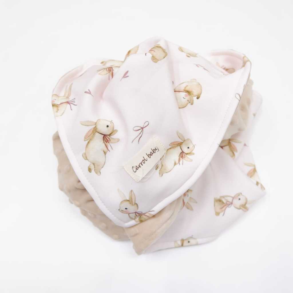 Carrol Baby Blanket Toodler Bunny Ribbon Nude - Toodler Blanket - Selimut Minky Anak - Gambar 4