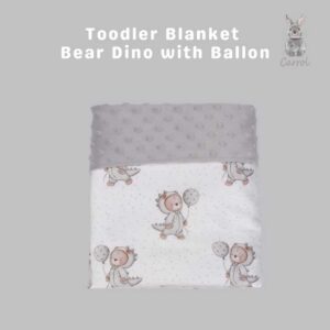 Carrol Baby Blanket Toodler Bear Dino With Ballons - Selimut Anak - Selimut Minky