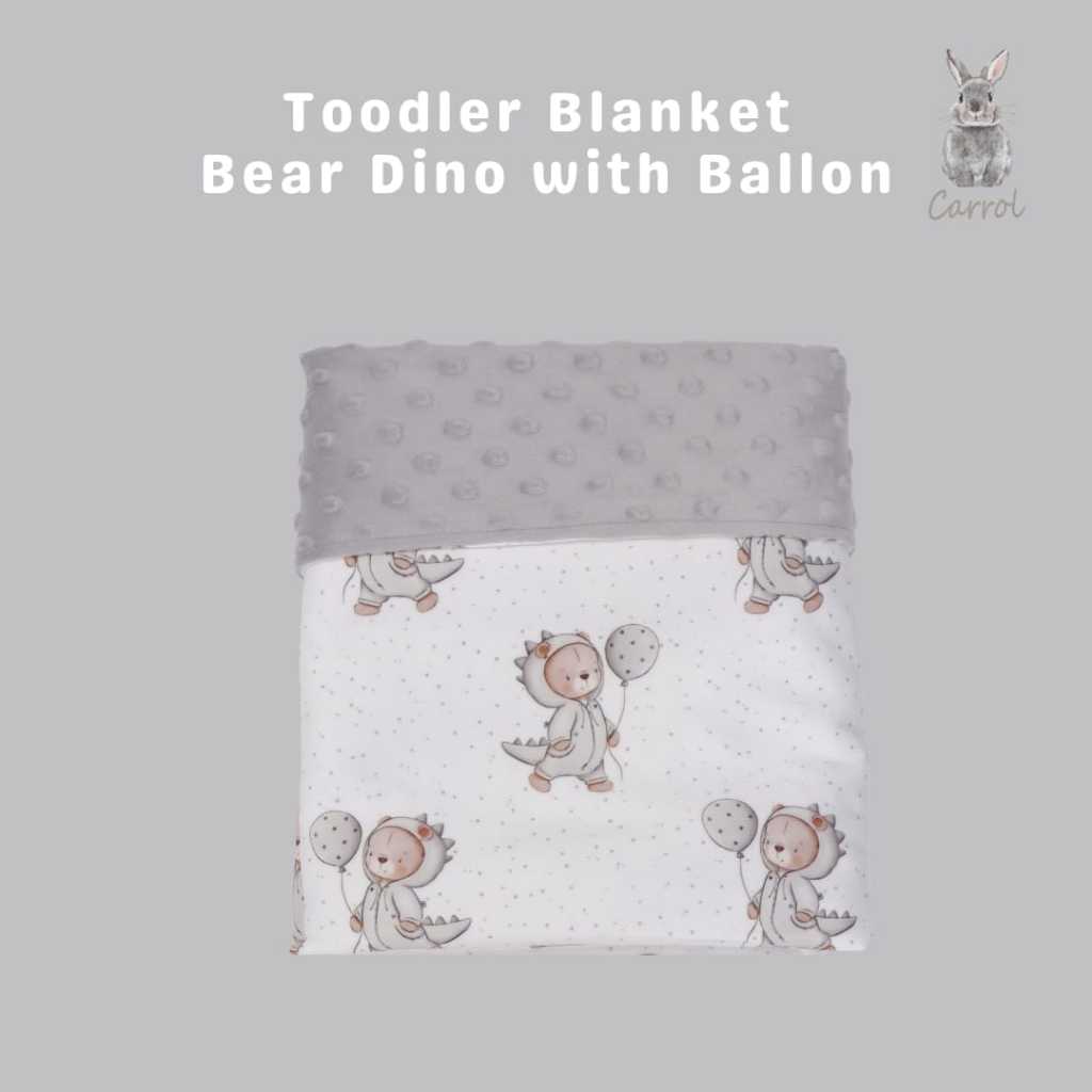Carrol Baby Blanket Toodler Bear Dino With Ballons - Selimut Anak - Selimut Minky