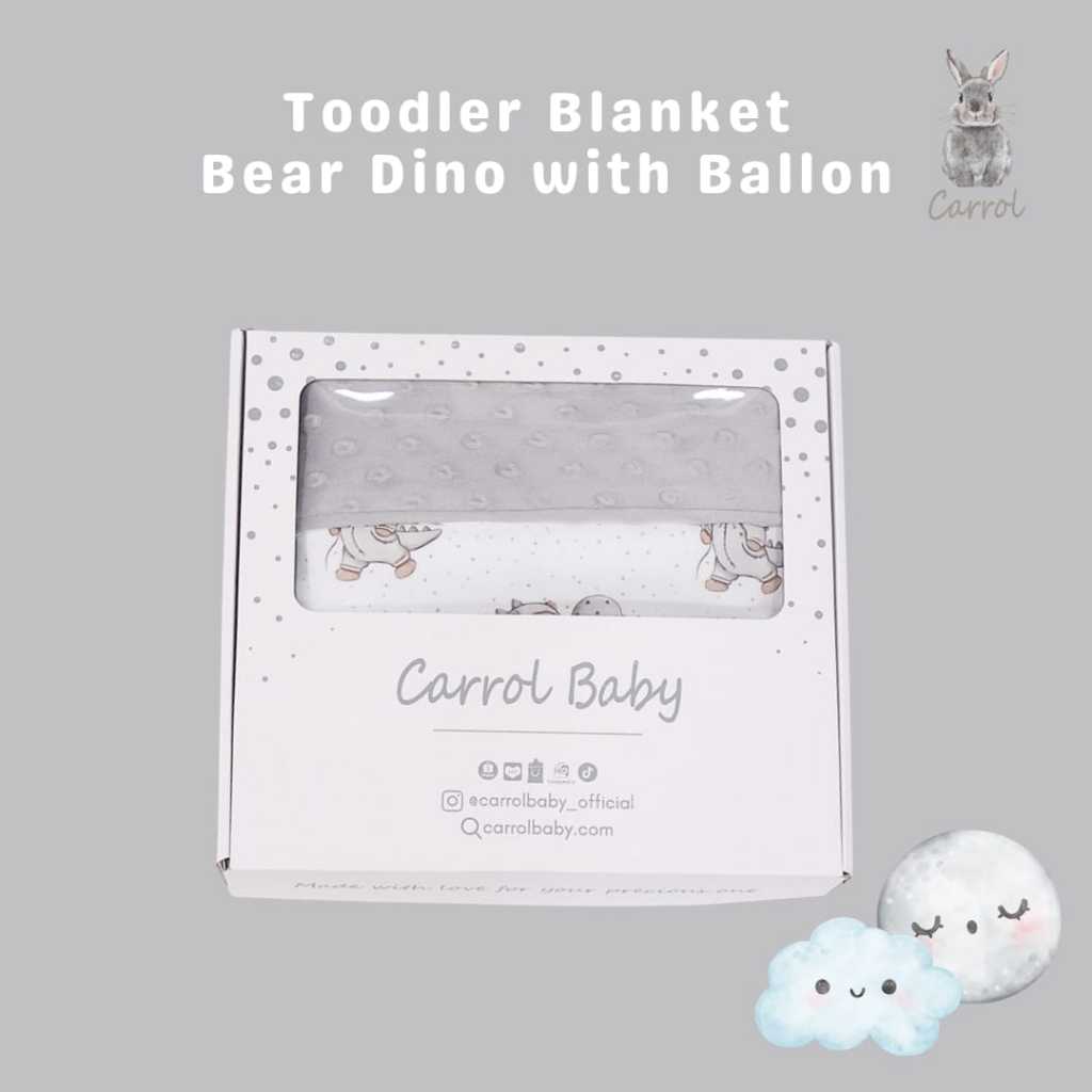 Carrol Baby Blanket Toodler Bear Dino With Ballons - Selimut Anak - Selimut Minky - Gambar 2