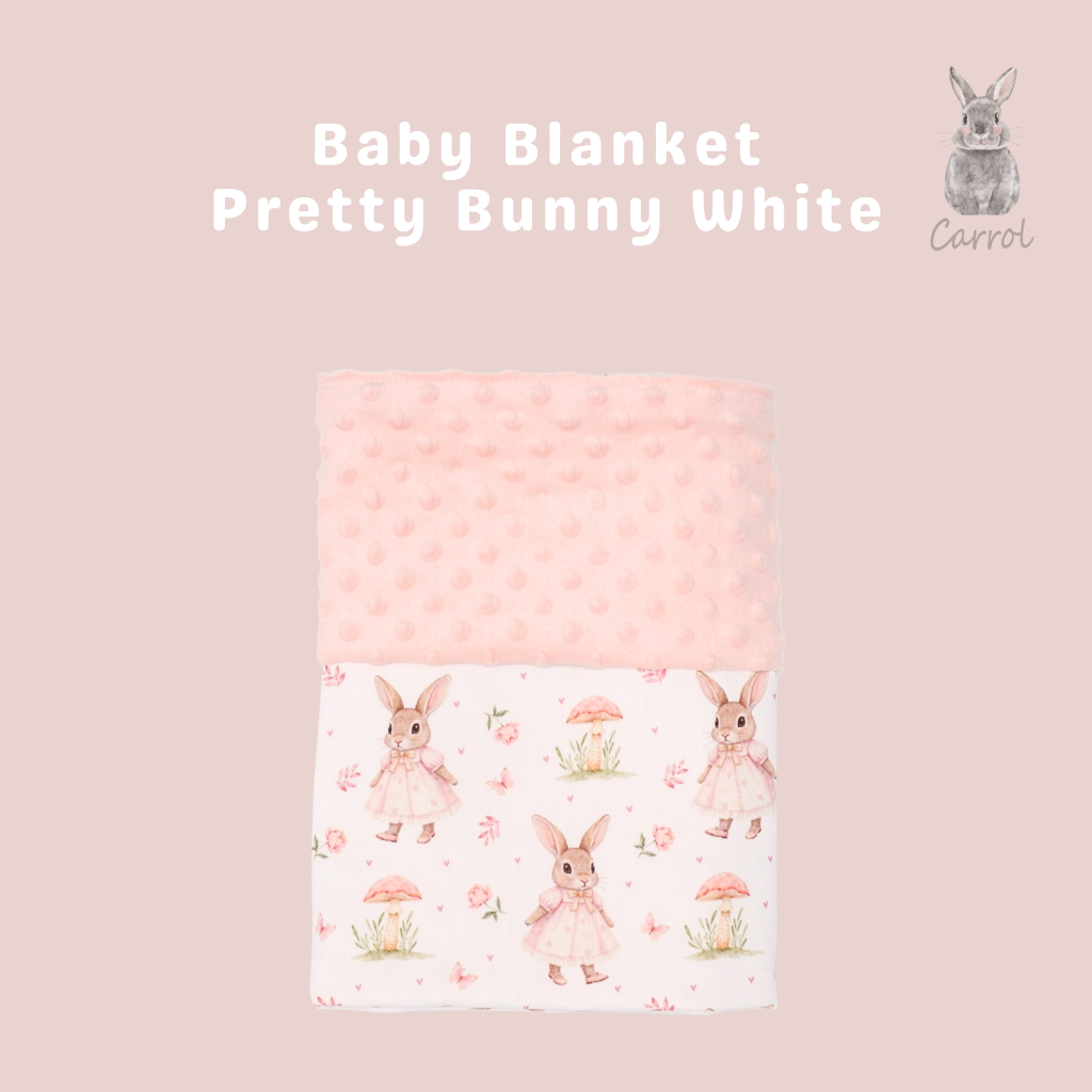 Carrol Baby Blanket Baby Size Pretty Bunny - Selimut Bayi - Selimut Baby Minky Dot Blanket - Blanket Baby Motif Lucu - Gambar 2