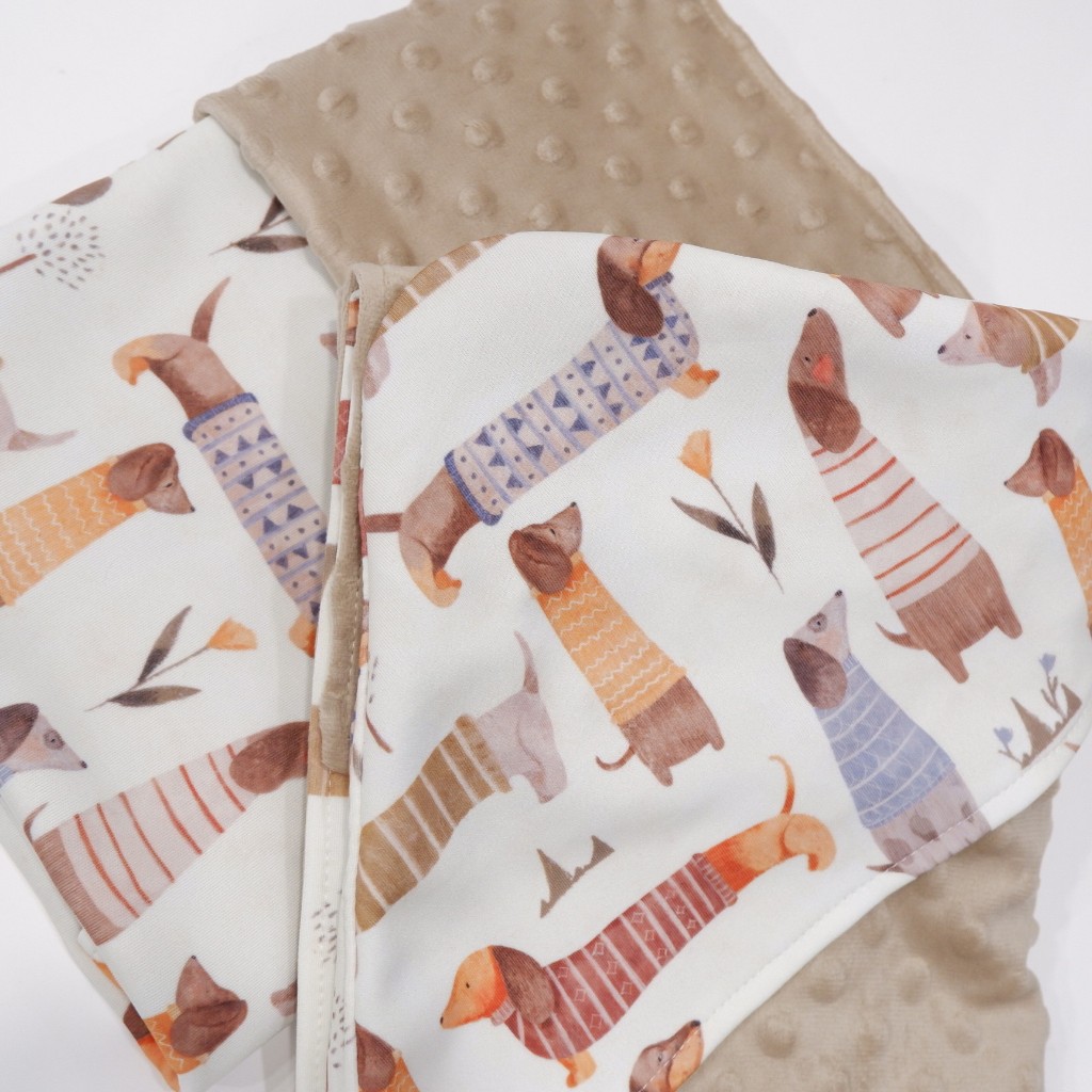 Carrol Baby Blanket Baby Size Dachshund Mix - Selimut Bayi - Selimut Baby Minky Dot Blanket - Blanket Baby Motif Lucu - Gambar 4