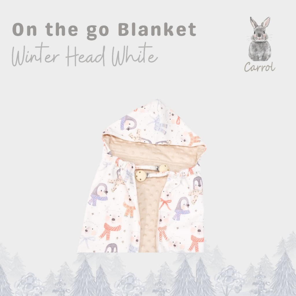 Carrol Baby On The Go Blanket Winter Head White - Selimut On The Go Bayi