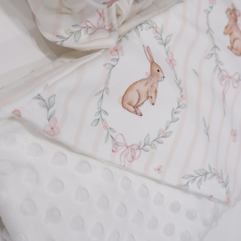 Carrol Baby Blanket Baby Size Bunny Flowers Frame - Selimut Bayi - Selimut Baby Minky Dot Blanket - Blanket Baby Motif Lucu - Gambar 6