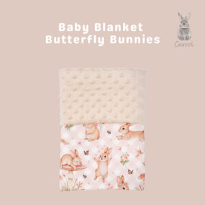 Carrol Baby Blanket Baby Size Butterfly Bunnies - Selimut Bayi - Selimut Baby Minky Dot Blanket - Blanket Baby Motif Lucu