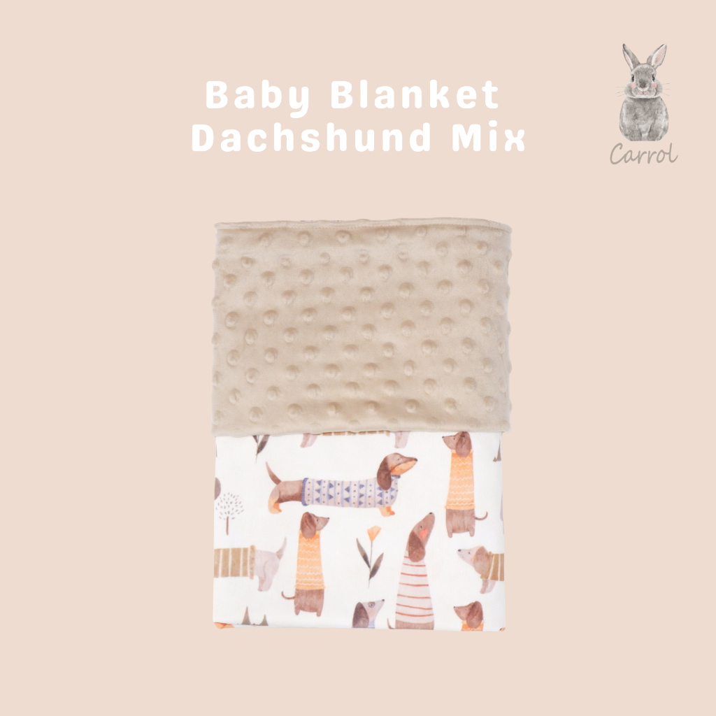 Carrol Baby Blanket Baby Size Dachshund Mix - Selimut Bayi - Selimut Baby Minky Dot Blanket - Blanket Baby Motif Lucu