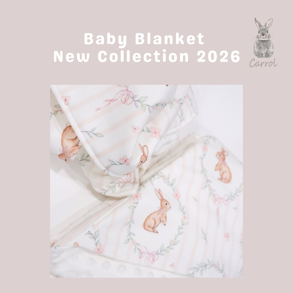 Carrol Baby Blanket Baby Size Bunny Flowers Frame - Selimut Bayi - Selimut Baby Minky Dot Blanket - Blanket Baby Motif Lucu - Gambar 3