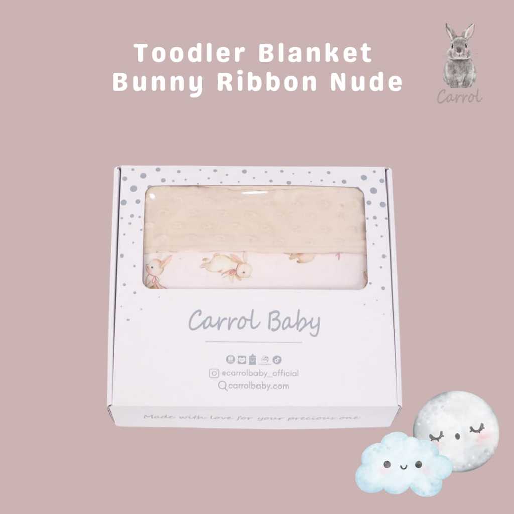 Carrol Baby Blanket Toodler Bunny Ribbon Nude - Toodler Blanket - Selimut Minky Anak - Gambar 2