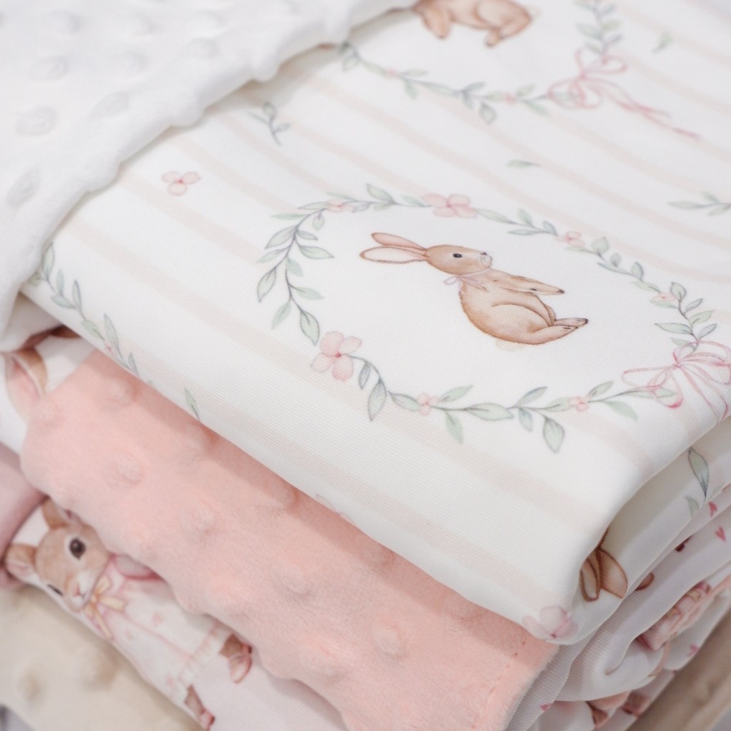 Carrol Baby Blanket Baby Size Bunny Flowers Frame - Selimut Bayi - Selimut Baby Minky Dot Blanket - Blanket Baby Motif Lucu - Gambar 4