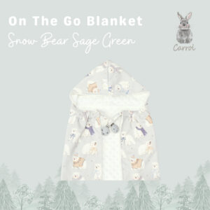 Carrol Baby On The Go Blanket Snow Bear Sage Green - Selimut On The Go Bayi