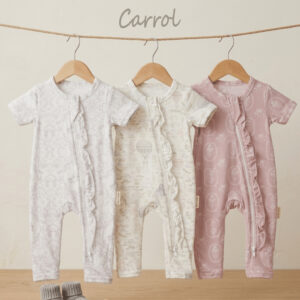 Carrol n Barrol Long Jumper Ruffle Short Sleeve TENCEL™ signature Collections - Jumper Lengan Pendek Kaki Panjang - Baju Bayi Tencel
