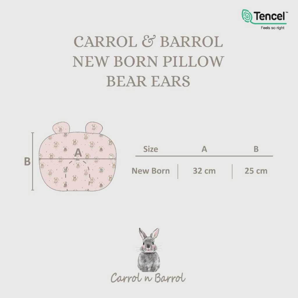 Carrol n Barrol Pillow Bear Ears TENCEL™ Baby Signature Collections - Bantal Peyang Tencel Bayi - Bantal Bayi - Gambar 5