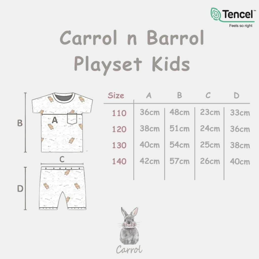 Carrol n Barrol Playset Kids TENCEL™ Signature Collections - Setelan Anak - Setelan Pendek Anak - Baju Set Tencel - Gambar 7