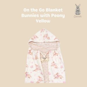 Carrol Baby On The Go Blanket Bunnies With Peony Yellow Nude - Selimut On The Go Bayi