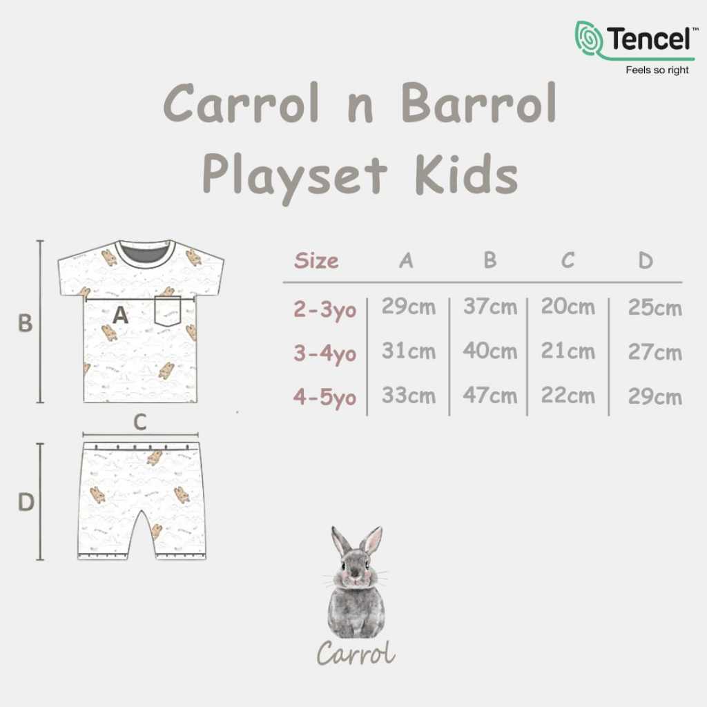 Carrol n Barrol Playset Toodler TENCEL™ Signature Collections - Setelan Anak - Setelan Pendek Anak - Baju Set Tencel - Gambar 8