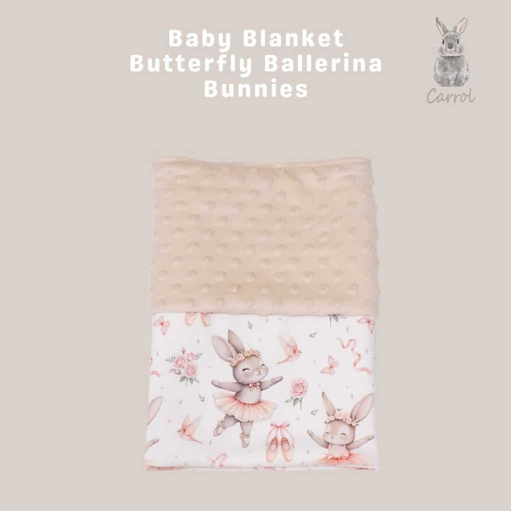 Carrol Baby Blanket Baby Butterfly Ballerina Bunnies Nude - Selimut Bayi - Selimut Minky
