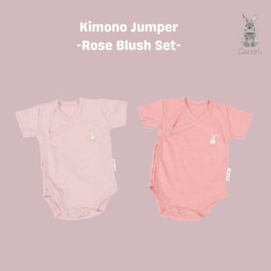 Carrol n Barrol Kimono Jumper Cotton Sky Blue Rose Blush Colors Collections - Jumper Bayi Katun Pendek