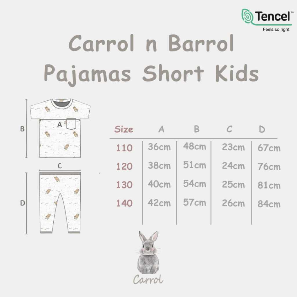 Carrol n Barrol Pajamas Short Kids TENCEL™ Signature Collections - Setelan Anak - Setelan Pendek Panjang Anak - Setelan Tencel - Gambar 6