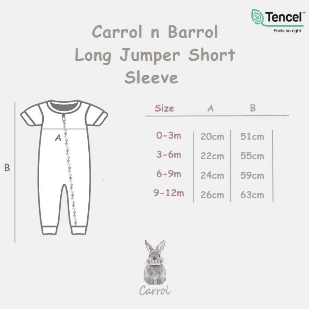 Carrol n Barrol Long Jumper Short Sleeve TENCEL™ Signature Collections - Jumper Lengan Pendek Kaki Panjang - Gambar 9